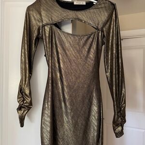 Gold Long Sleeve Dress